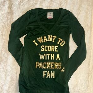 PINK Victoria's Secret Packers Green Long Sleeve Shirt
